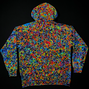 Size 2XL Rainbow Splatter Pattern Tie Dye Pullover Hoodie