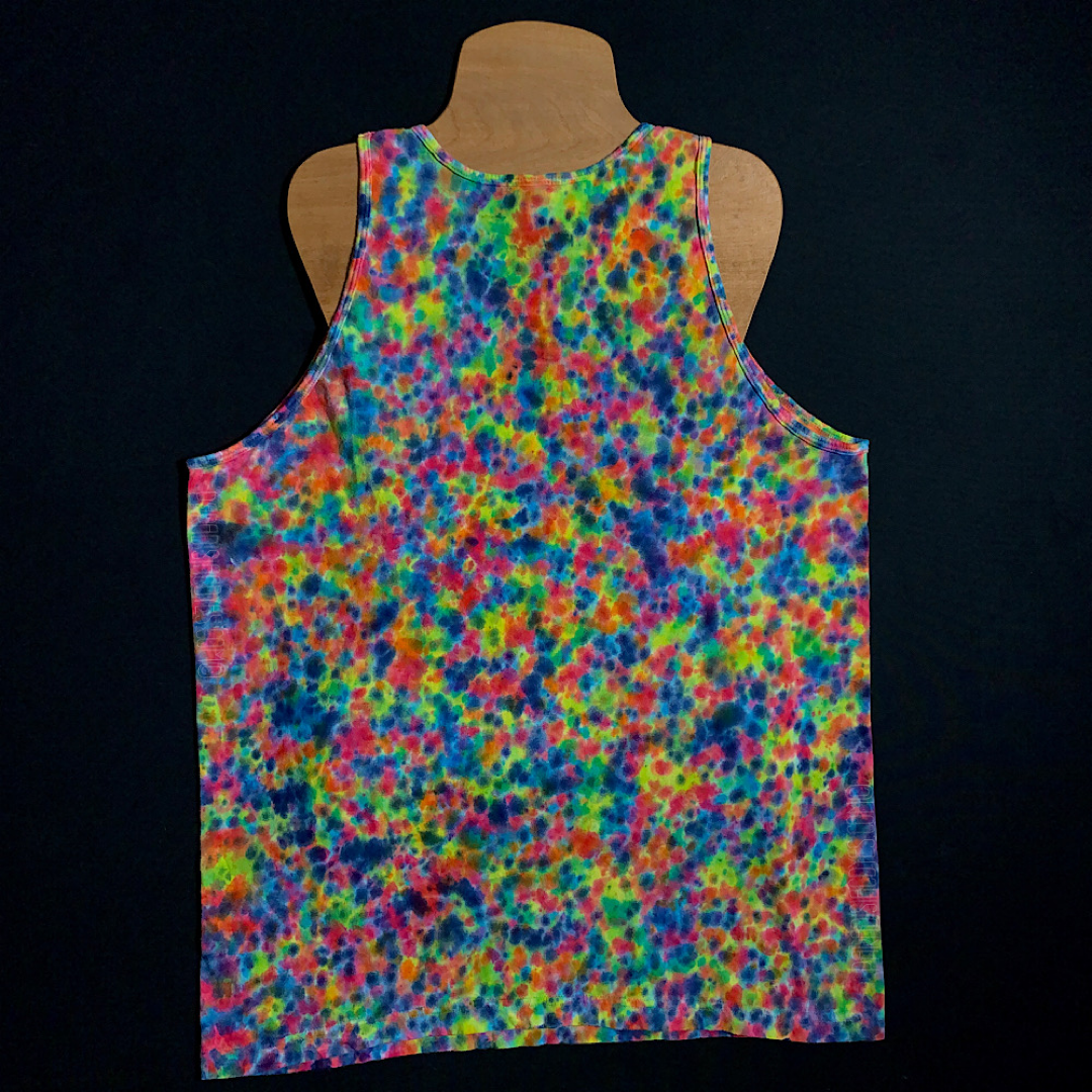 Size Large Rainbow Splatter Pattern Fine Jersey Tank Top