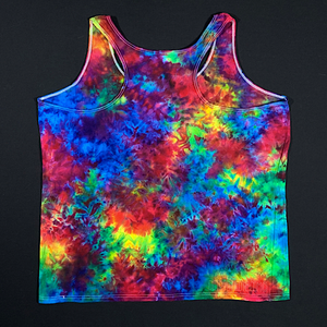 Women’s Size 2XL Marbled Rainbow Ice Dye Racerback Tank Top