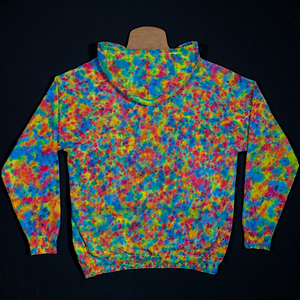 Size XL Rainbow Splatter Pattern Zip-Up Hoodie