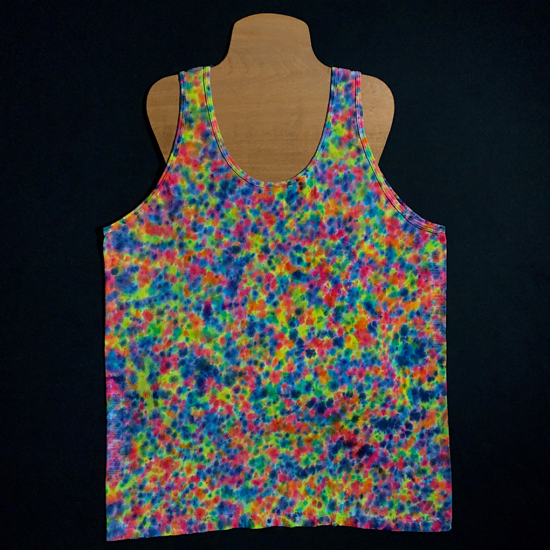 Size Large Rainbow Splatter Pattern Fine Jersey Tank Top