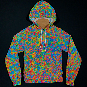Size XS Rainbow Pebbles Splatter Pattern Pullover Hoodie