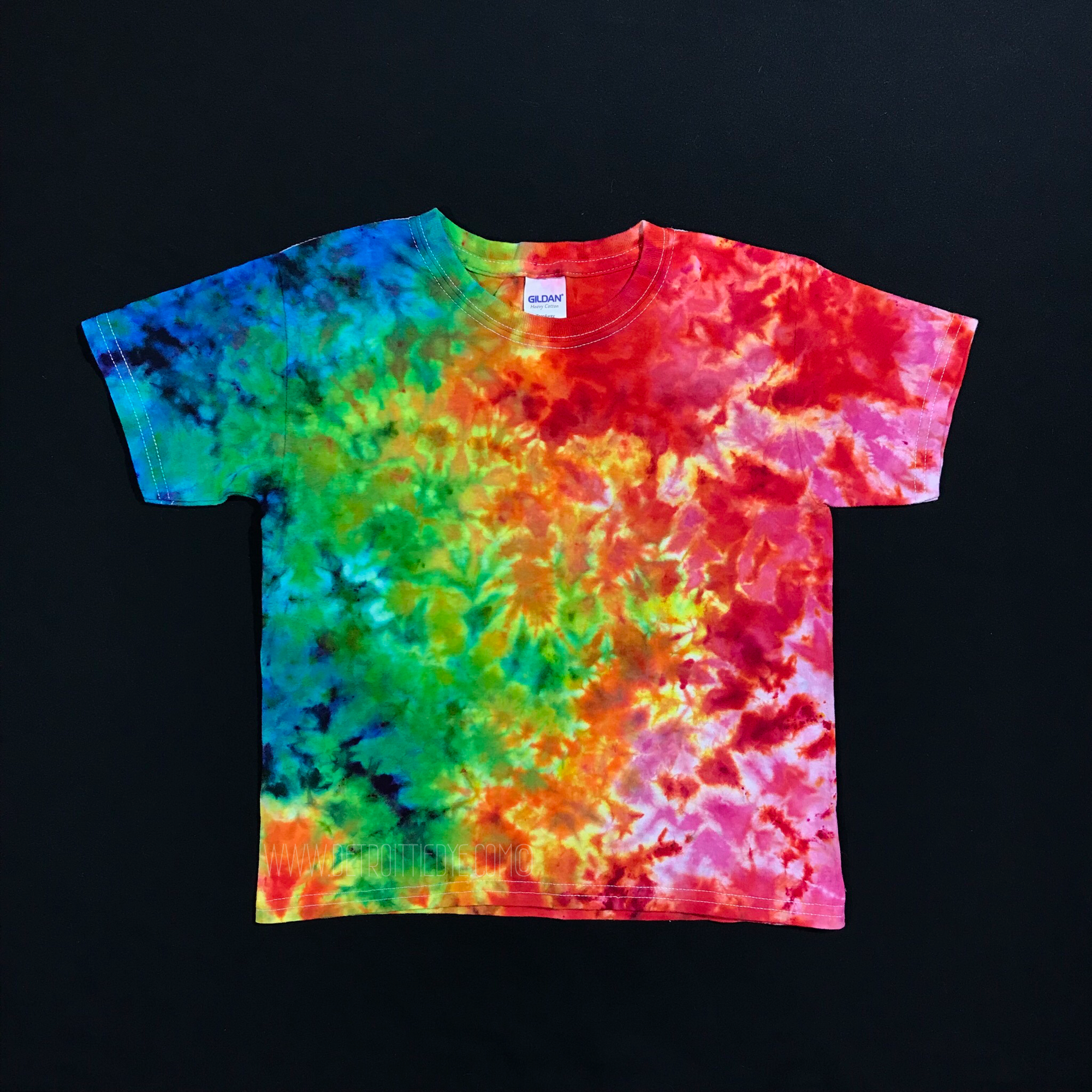 Youth XS Rainbow Splatter Ice Dye T-Shirt