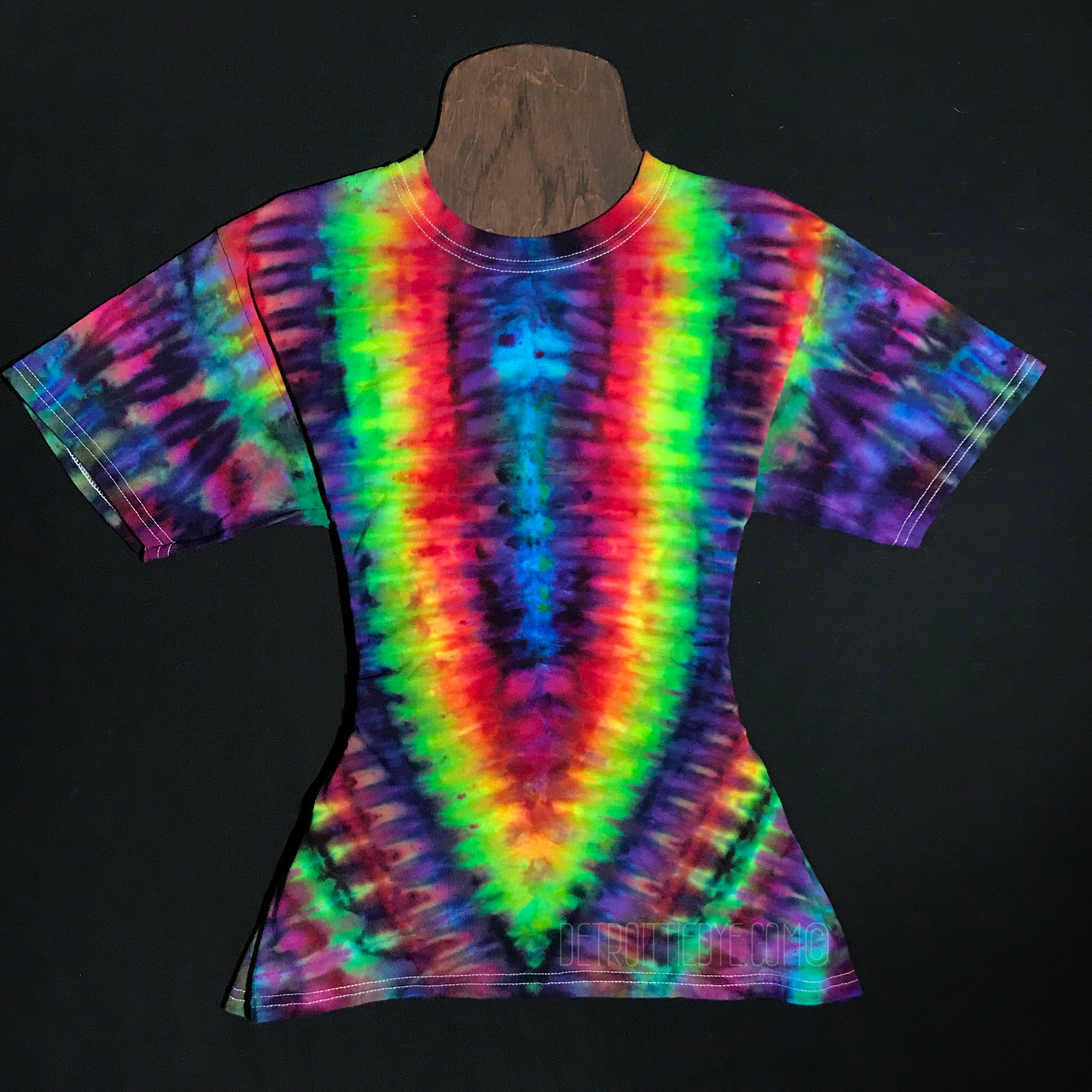 Youth Large Rainbow Psychedelic Symmetry Ice Dye T-Shirt