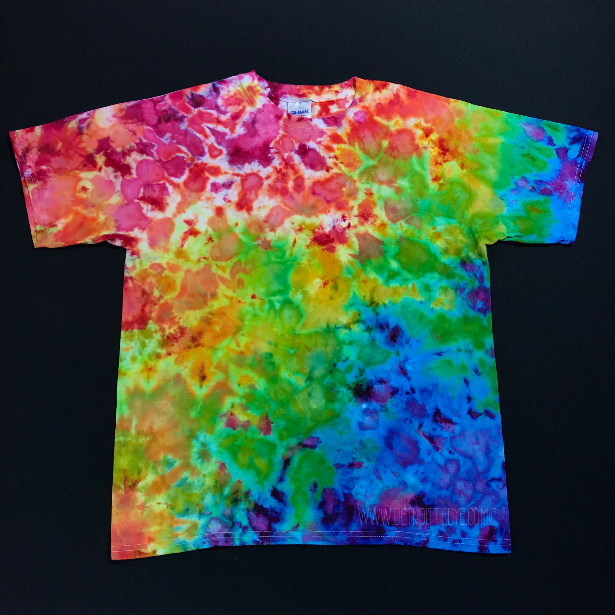 Youth XL Rainbow Splatter Ice Dye T-Shirt