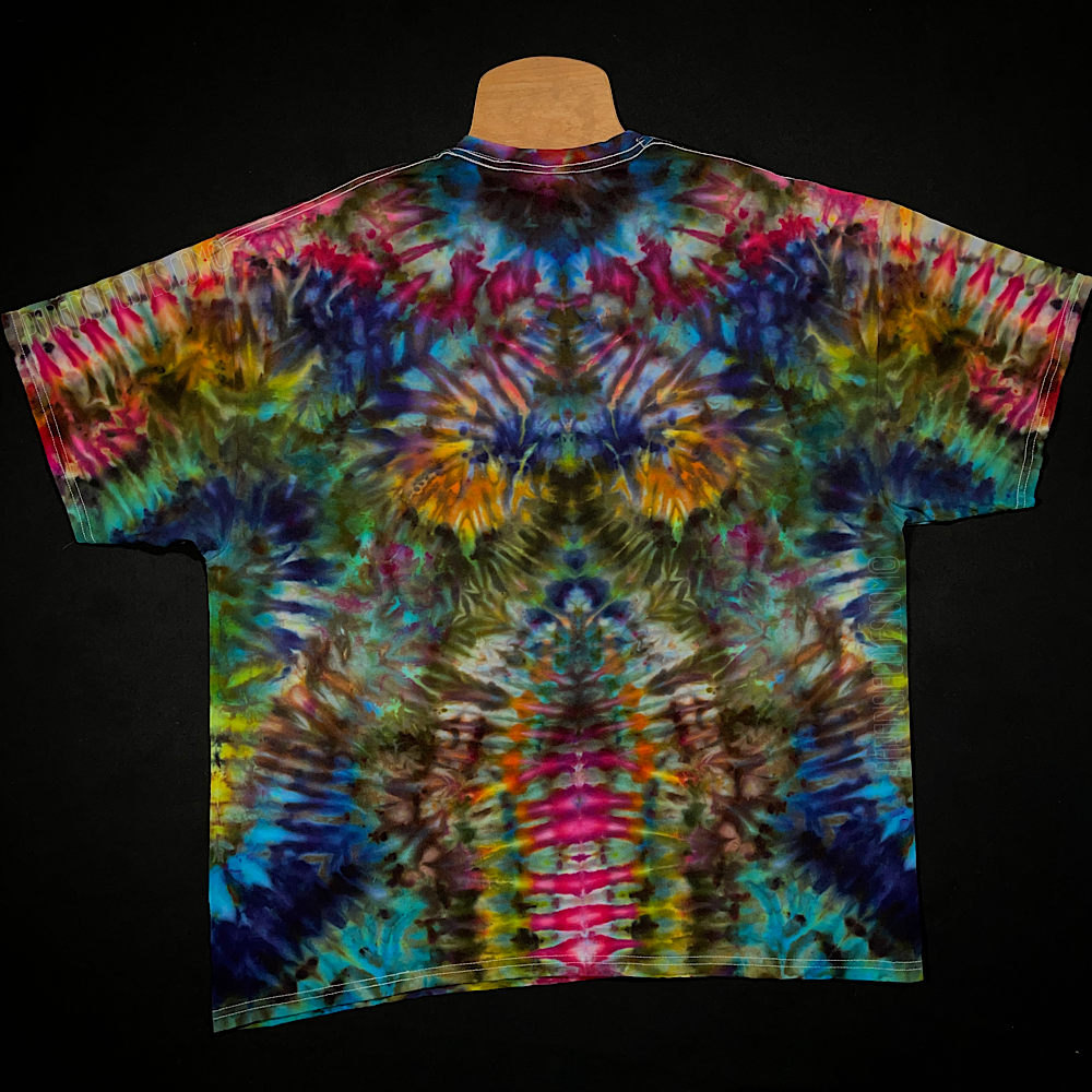 Size 2XL Dark Rainbow Psychedelic Mindscape Ice Dye T-Shirt
